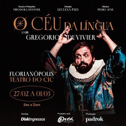 Quando a língua vira céu: Gregório Duvivier faz da poesia uma comédia em Florianópolis - Cover Image