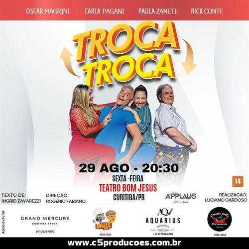“Troca-Troca – A Comédia” chega a Curitiba com Oscar Magrini e elenco de peso no Teatro Bom Jesus - Cover Image