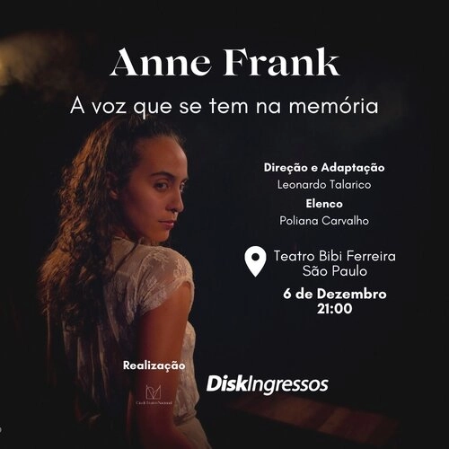 Anne Frank - A Voz Que Se Tem na Memória no Teatro Bibi Ferreira - Cover Image